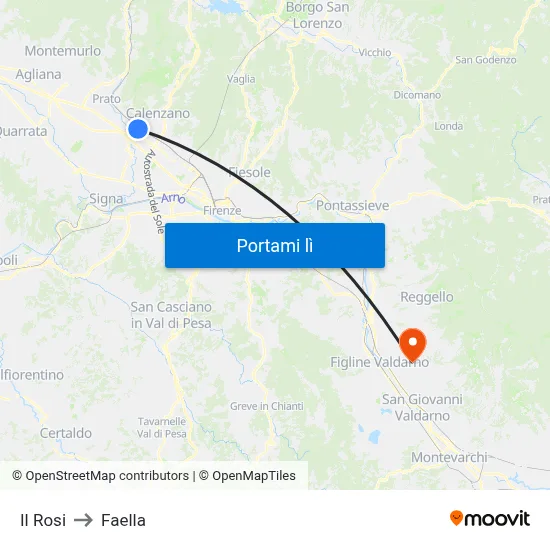 Il Rosi to Faella map