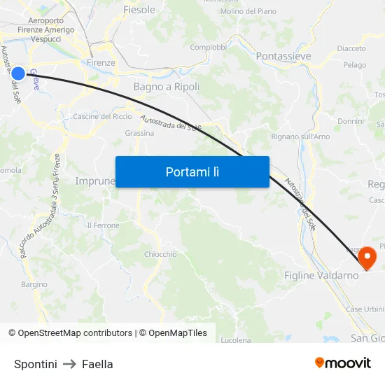 Spontini to Faella map