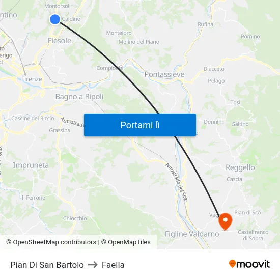 Pian Di San Bartolo to Faella map