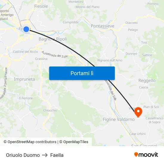 Oriuolo Duomo to Faella map