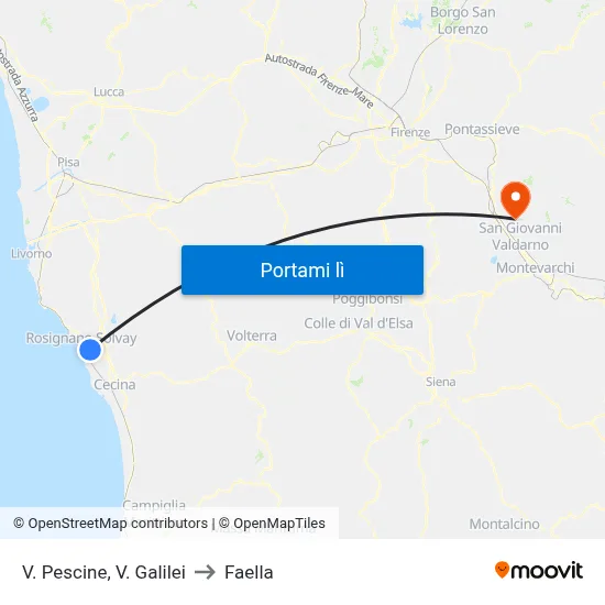 V. Pescine,  V. Galilei to Faella map