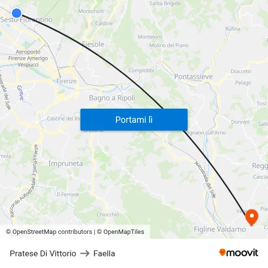 Pratese Di Vittorio to Faella map