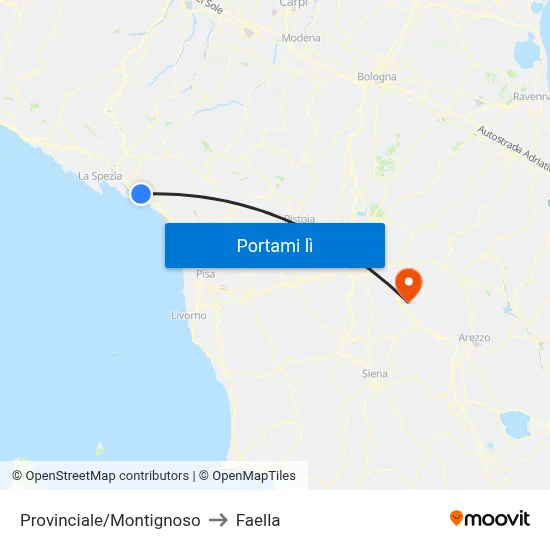 Provinciale/Montignoso to Faella map
