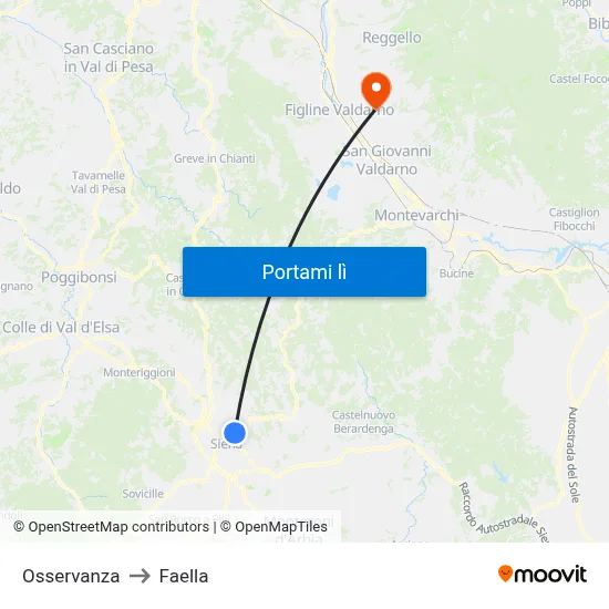 Osservanza to Faella map