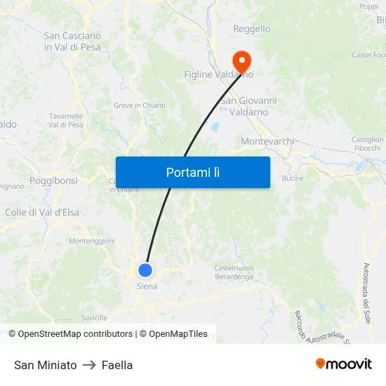 San Miniato to Faella map