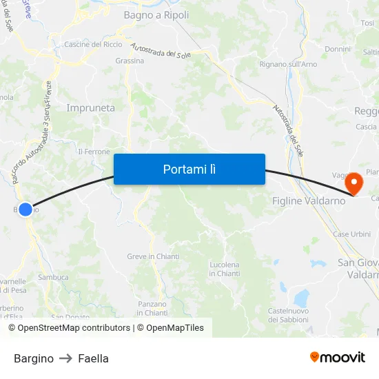 Bargino to Faella map