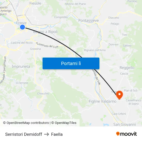 Serristori Demidoff to Faella map