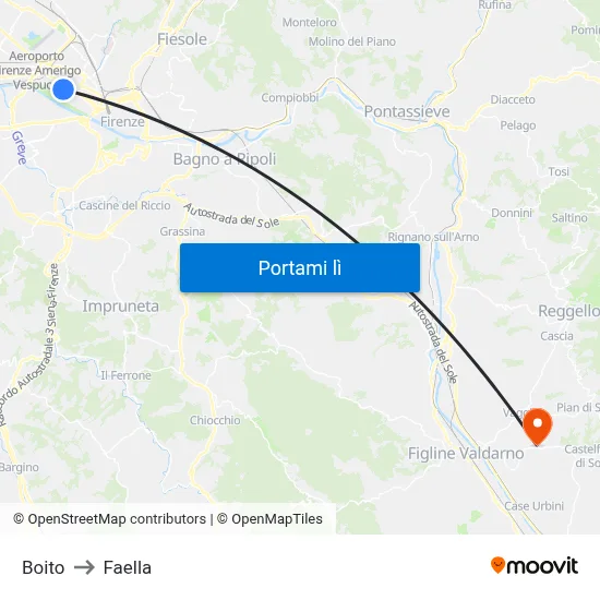 Boito to Faella map