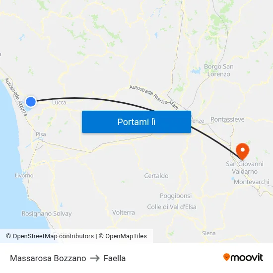 Massarosa Bozzano to Faella map