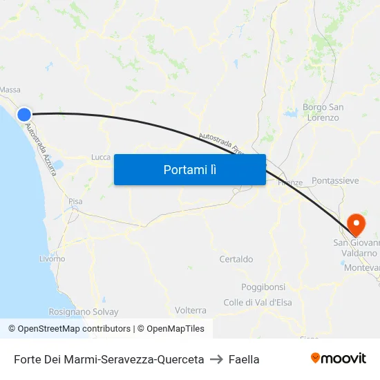 Forte Dei Marmi-Seravezza-Querceta to Faella map