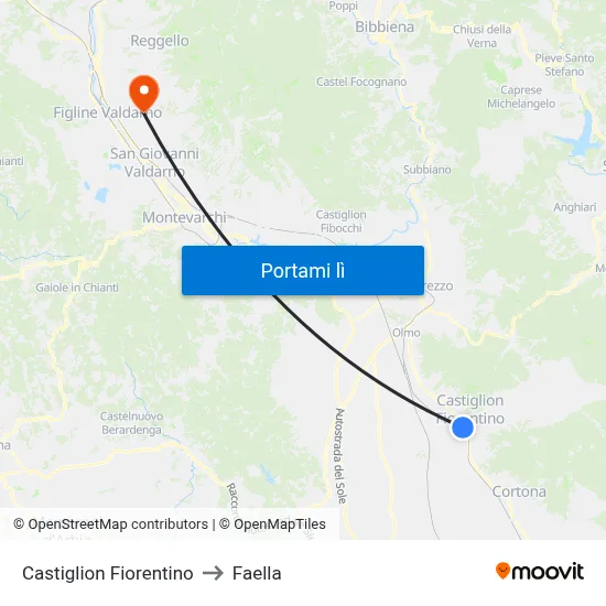 Castiglion Fiorentino to Faella map