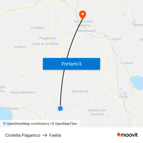 Civitella Paganico to Faella map