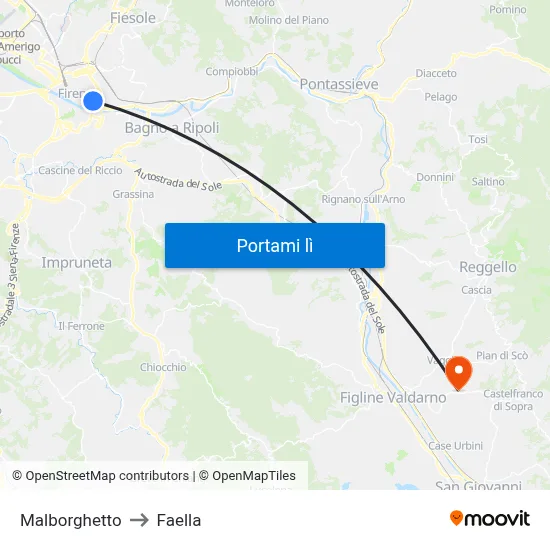 Malborghetto to Faella map