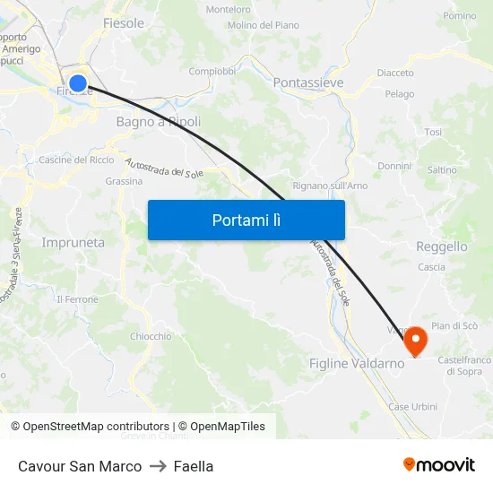 Cavour San Marco to Faella map