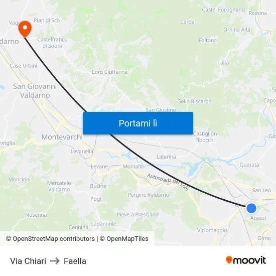Via Chiari to Faella map