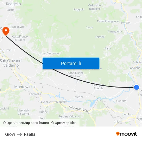 Giovi to Faella map