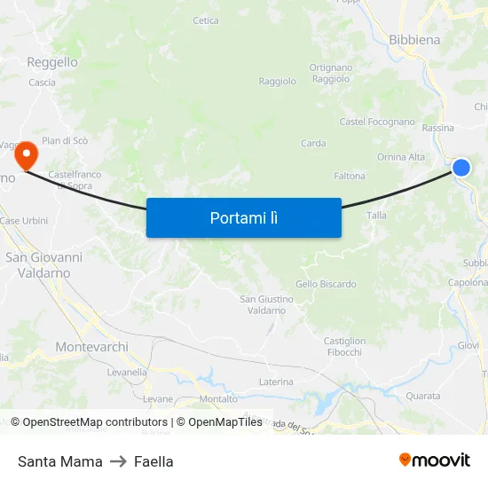 Santa Mama to Faella map