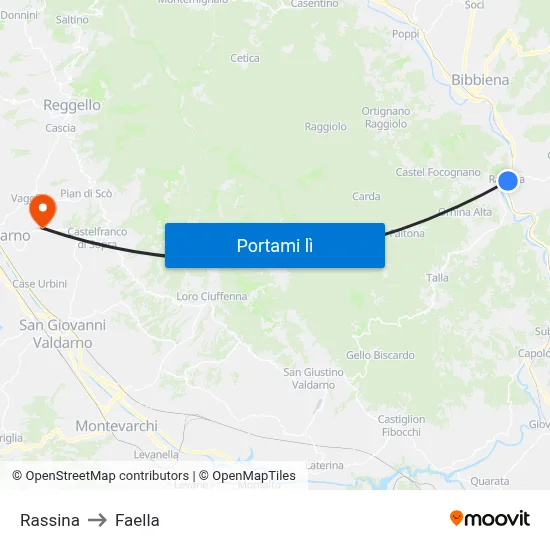Rassina to Faella map