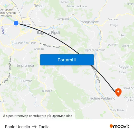 Paolo Uccello to Faella map