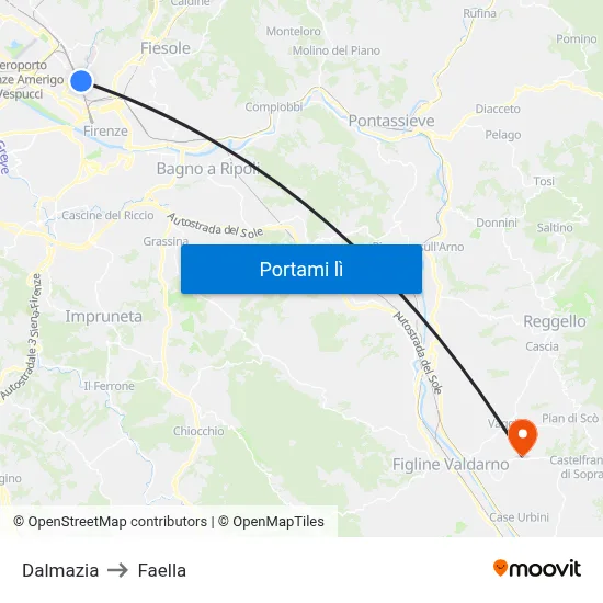 Dalmazia to Faella map