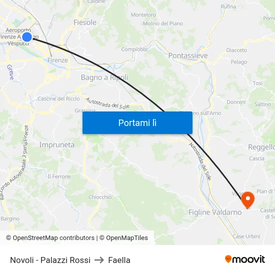 Novoli - Palazzi Rossi to Faella map
