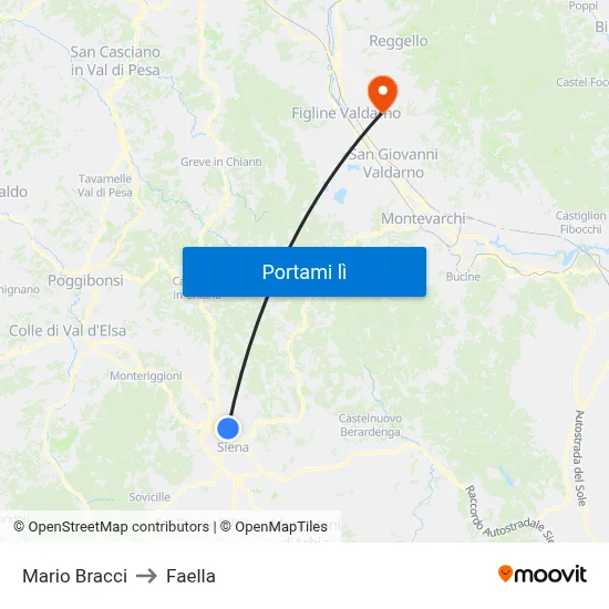 Mario Bracci to Faella map