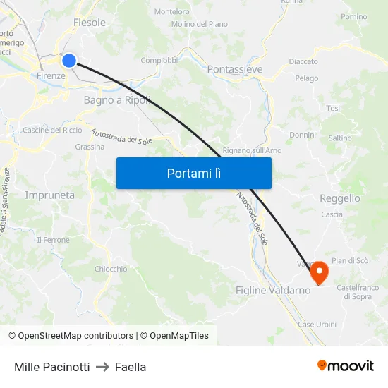 Mille Pacinotti to Faella map