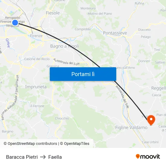 Baracca Pietri to Faella map