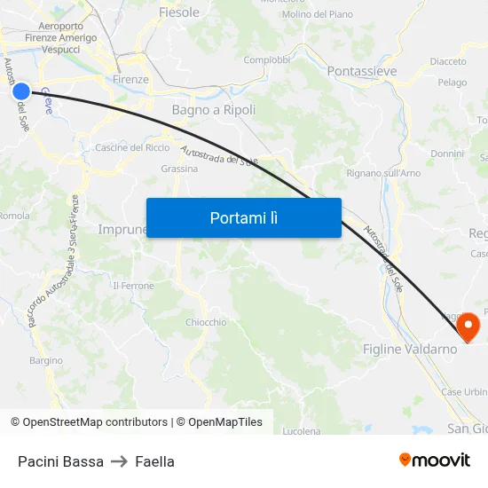 Pacini Bassa to Faella map