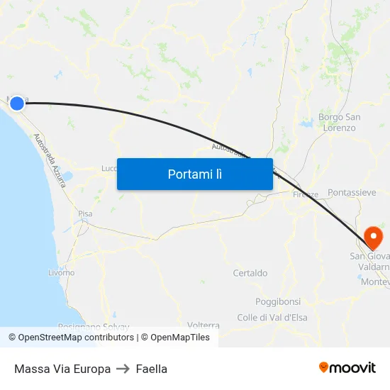 Massa Via Europa to Faella map
