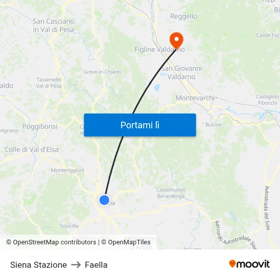 Siena Stazione to Faella map