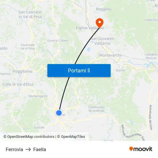 Ferrovia to Faella map