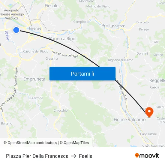 Piazza Pier Della Francesca to Faella map
