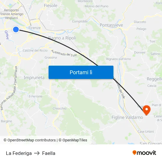 La Federiga to Faella map
