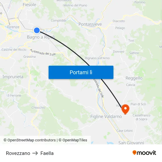 Rovezzano to Faella map