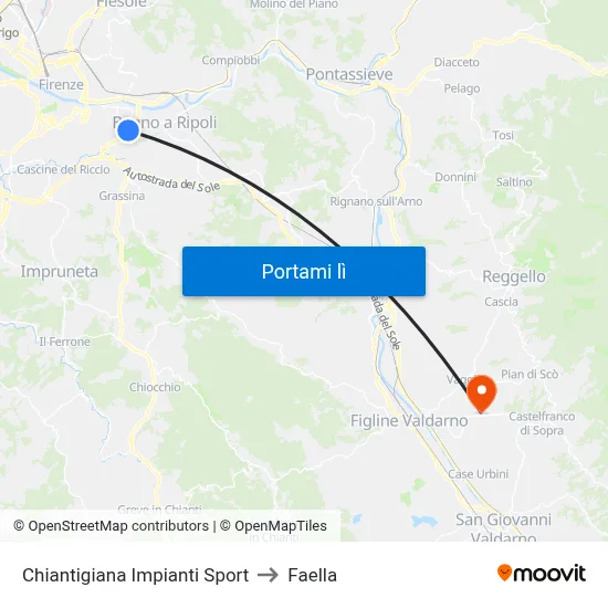 Chiantigiana Impianti Sport to Faella map