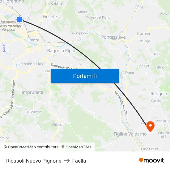 Ricasoli Nuovo Pignone to Faella map