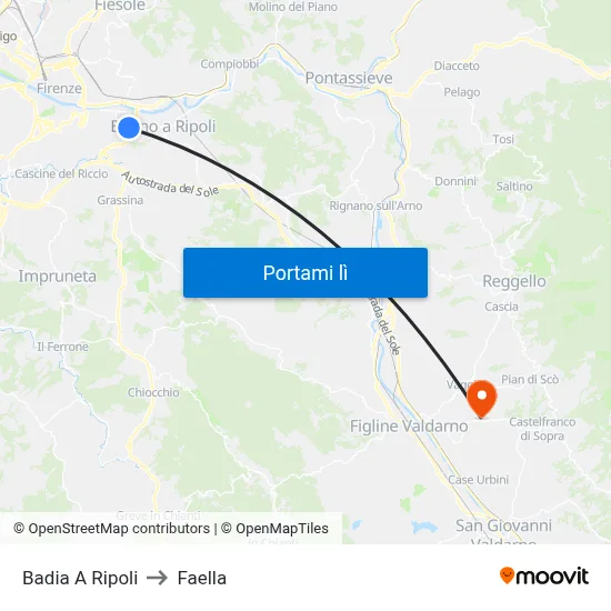Badia A Ripoli to Faella map