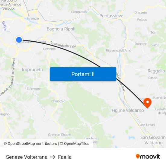 Senese Volterrana to Faella map