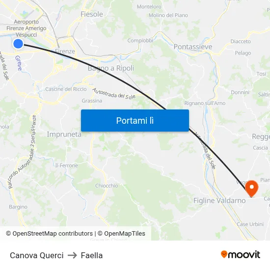 Canova Querci to Faella map