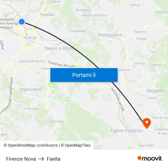 Firenze Nova to Faella map