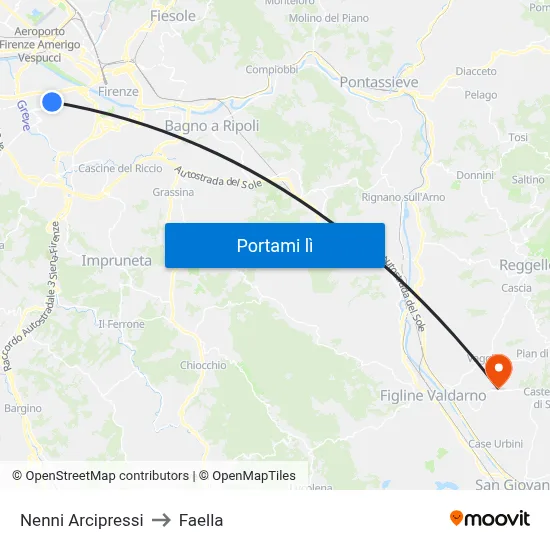 Nenni Arcipressi to Faella map