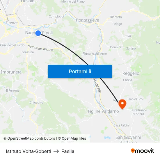 Istituto Volta-Gobetti to Faella map