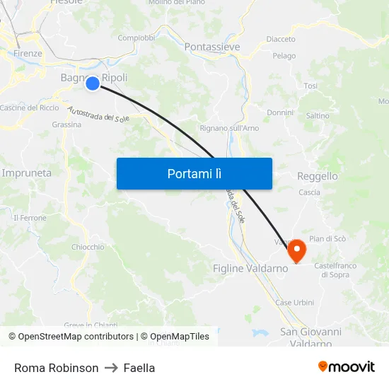 Roma Robinson to Faella map