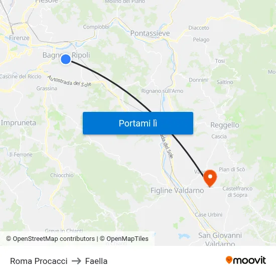 Roma Procacci to Faella map