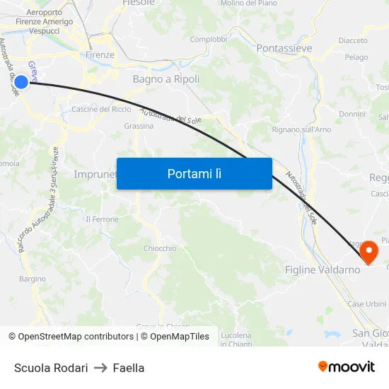 Scuola Rodari to Faella map