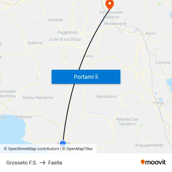 Grosseto F.S. to Faella map
