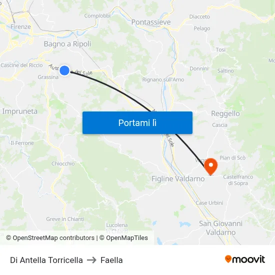 Di Antella Torricella to Faella map