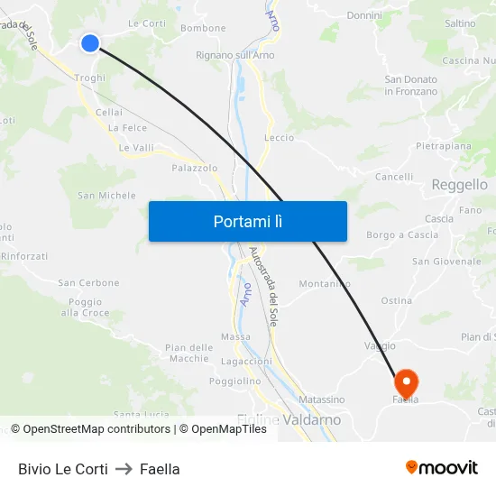 Bivio Le Corti to Faella map