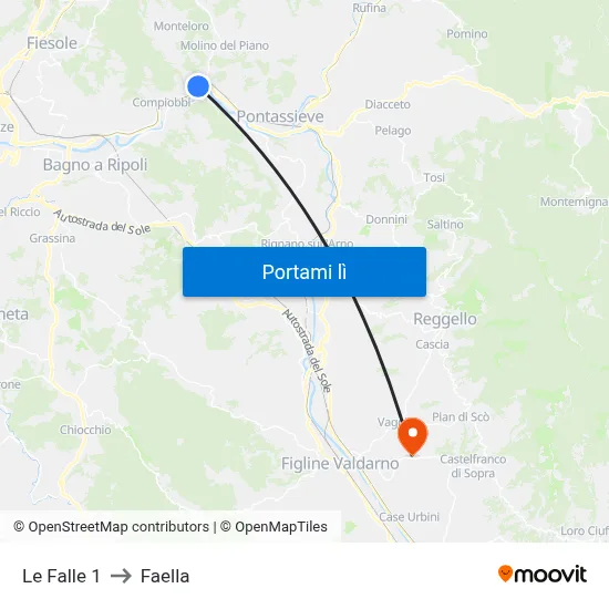 Le Falle 1 to Faella map